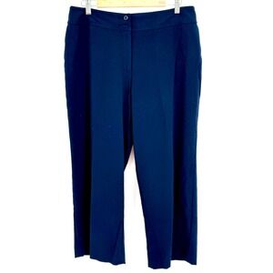 Haggar Womens Navy Wide Leg Dress Pants High Rise Professional Trousers Sz 14